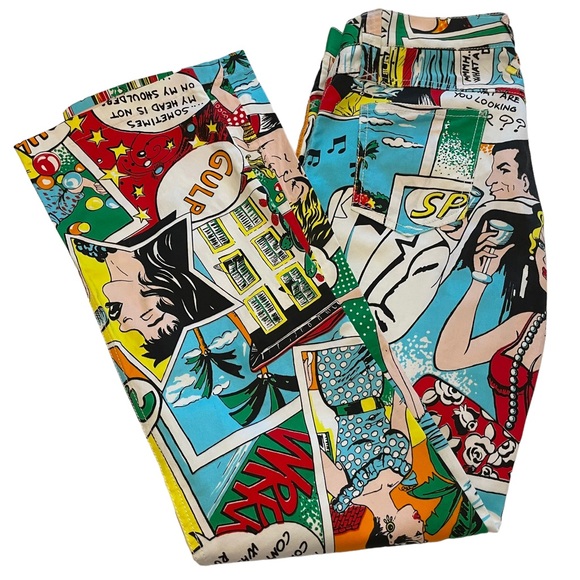 ⚡️HP⚡️Rare Women’s Dolce & Gabbana Printed Comics Stretch Pants Jeans Size 4 US - Picture 2 of 16